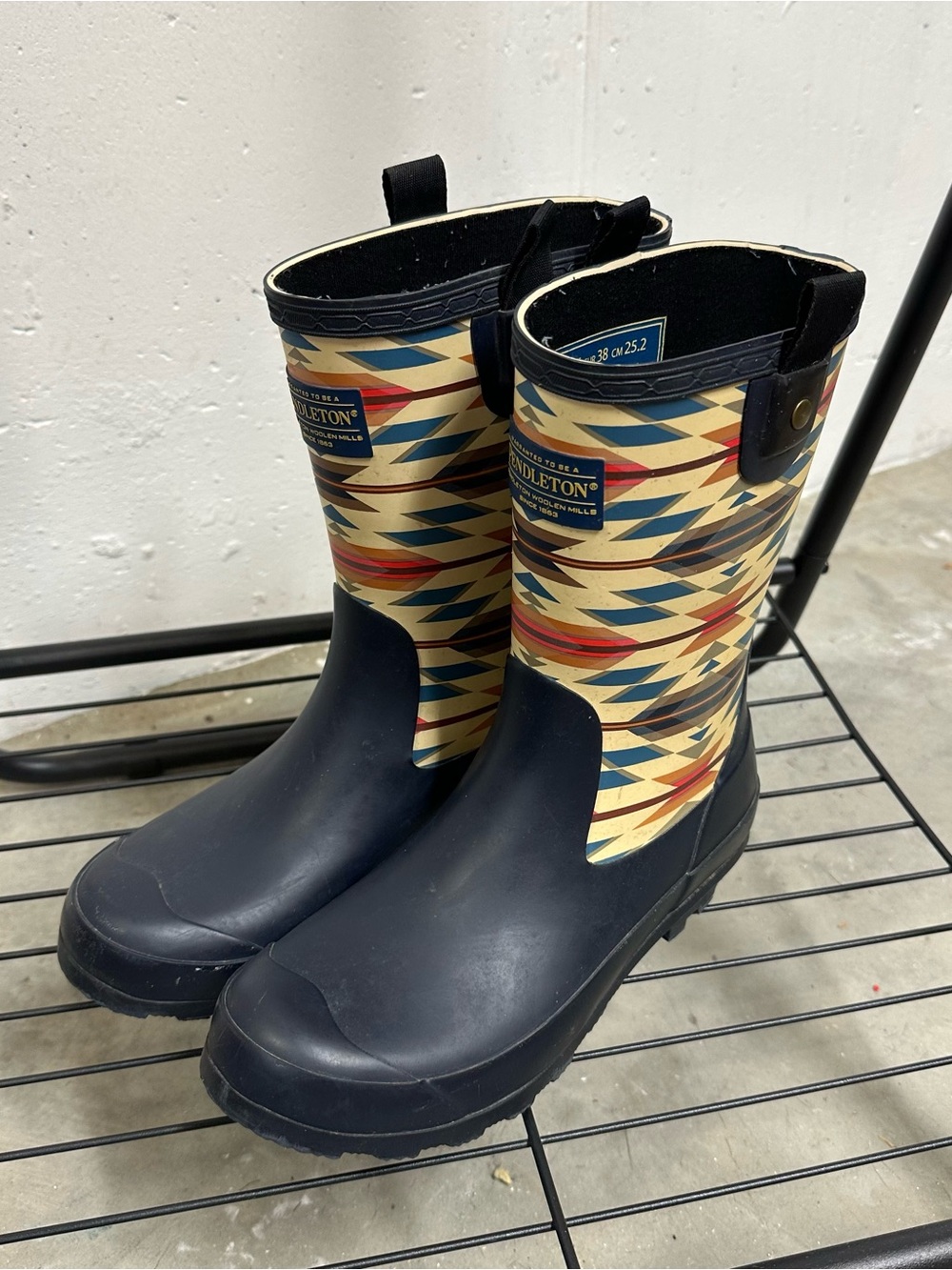 Pendleton Multicolor Aztec-Patterned Navy Rain Boots